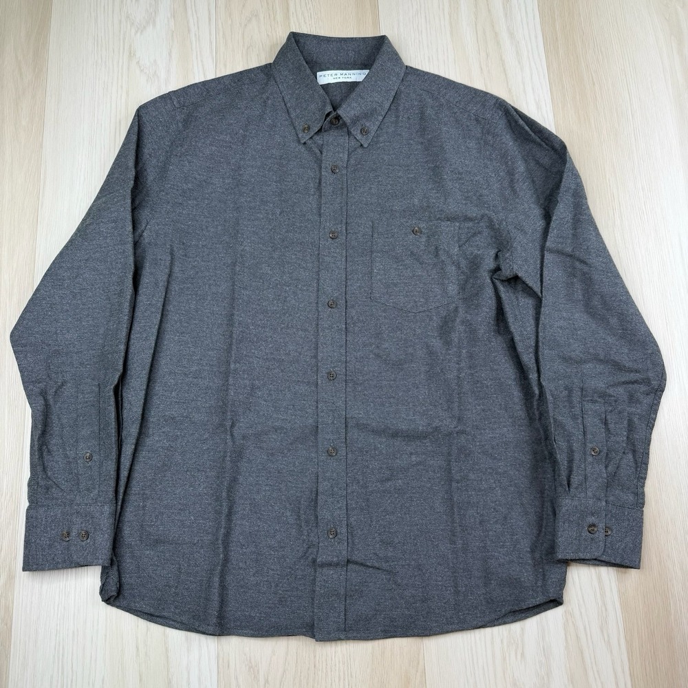 Peter Manning Long Sleeve Button Flannel Shirt Gray Mens Size 2X New York